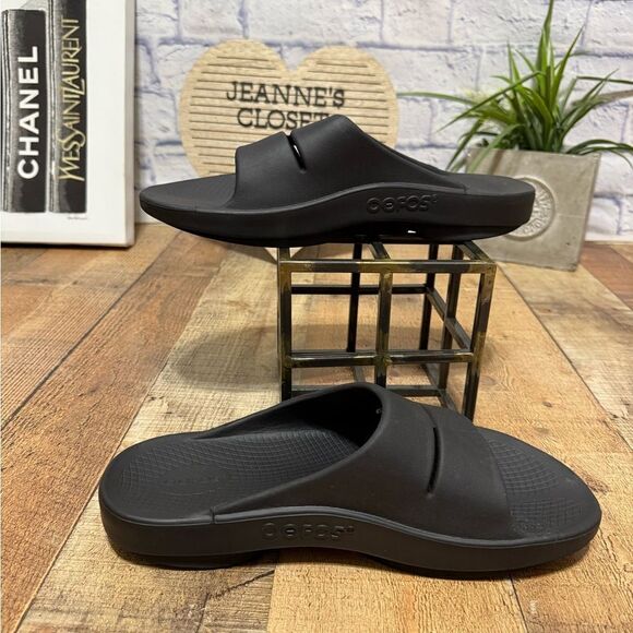 Oofos Ooahh Sandals Mens 12 Women’s 14 Black Slide Recovery Sport Slip On Shoes‎ main image 7